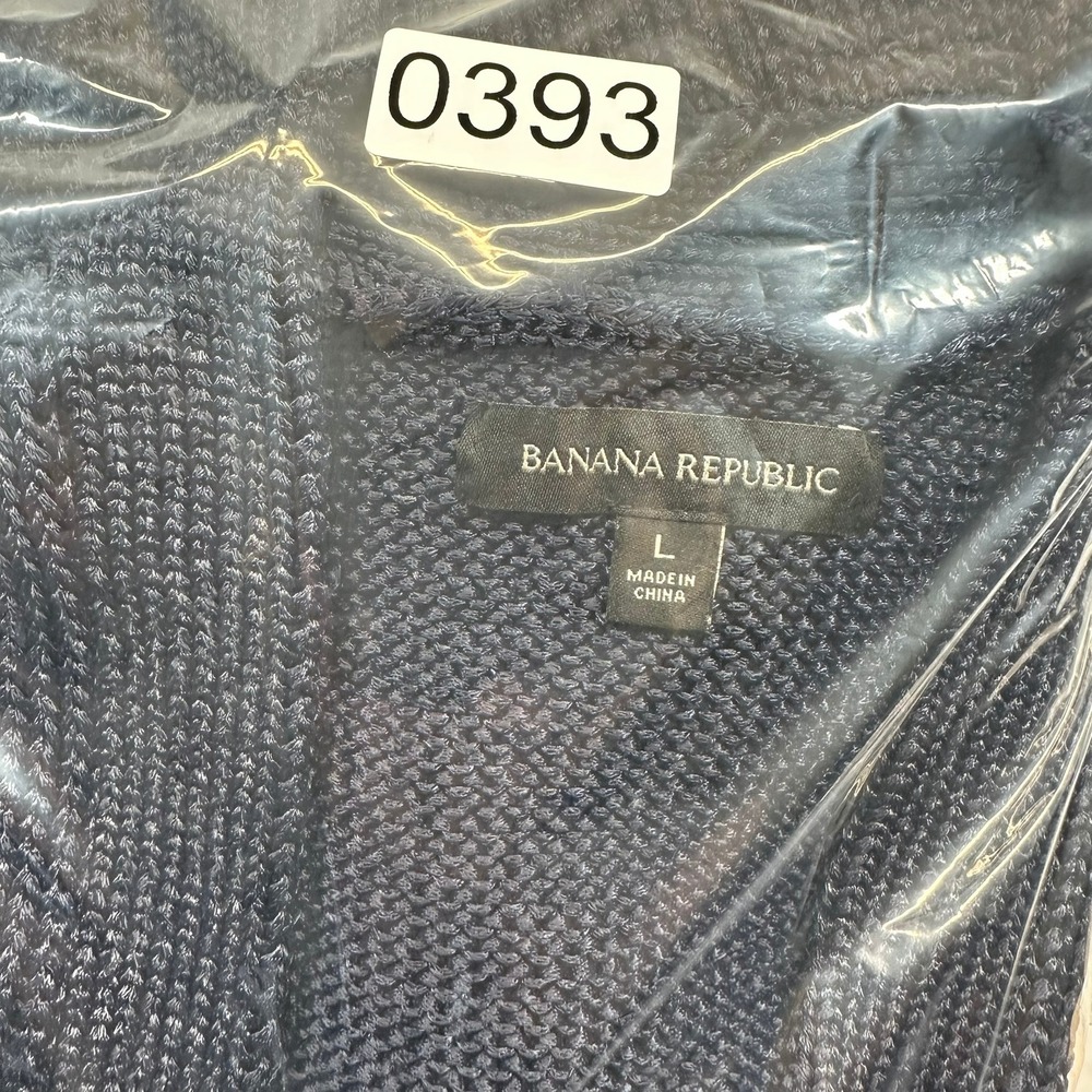 Banana Republic Cardigan Womens L Navy Metallic Cardi Longline Chunky Knit - Picture 9 of 9